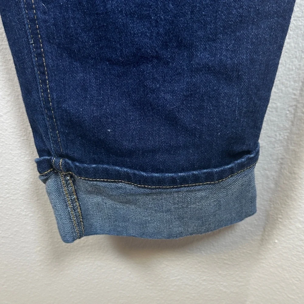 Oat New York Dark Wash Straight Leg Jeans Cuffed Hem High Rise Denim Size 10/30
